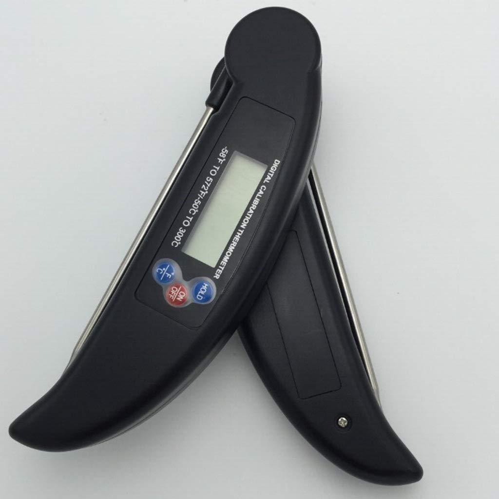 Thermomètre à Lecture instantanée, thermomètre numérique pour la Cuisson de la Viande/avec sonde Pliable, thermomètre à Viande pour Barbecue avec Aimant, Noir (Noir)