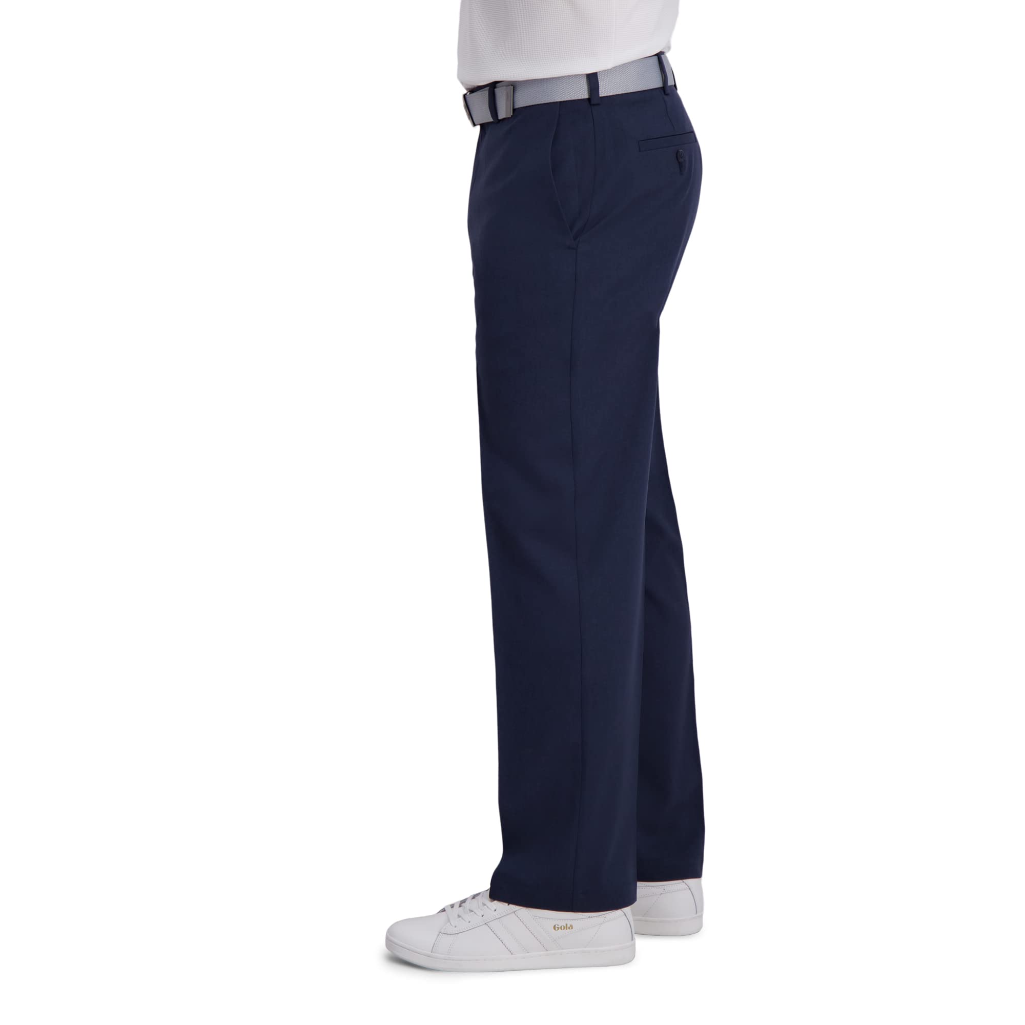 Haggar Cool Right Performance Flex Solid Classic Fit Flat Front Pant-reg. and Big & Tall - Pantalones Casuales Hombre