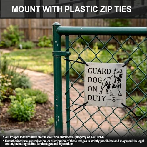 Image of Beware of Dog Sign, Pitbull, 8x8 Inch, Durable Steel, Triple Mount