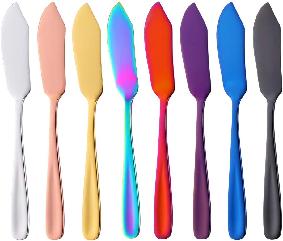 Stainless Steel Cheese Desert Knives, Set of 8, Breakfast Butter Knife 8 Pieces Multi