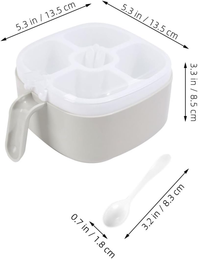Multipurpose Compact Seasoning Container with Multiple Compartments Reusable Plastic Spice Holder for Kitchen Counter Storage, Macaron Beige Kitchen Condiment Box