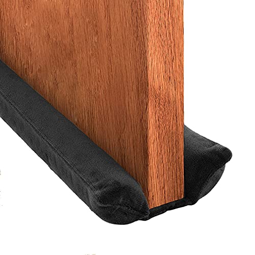 chuciine Twin Door Draft Stopper Weather Stripping Noise Blocker Window Breeze Blocker Adjustable Door Sweeps 34inch (Black)
