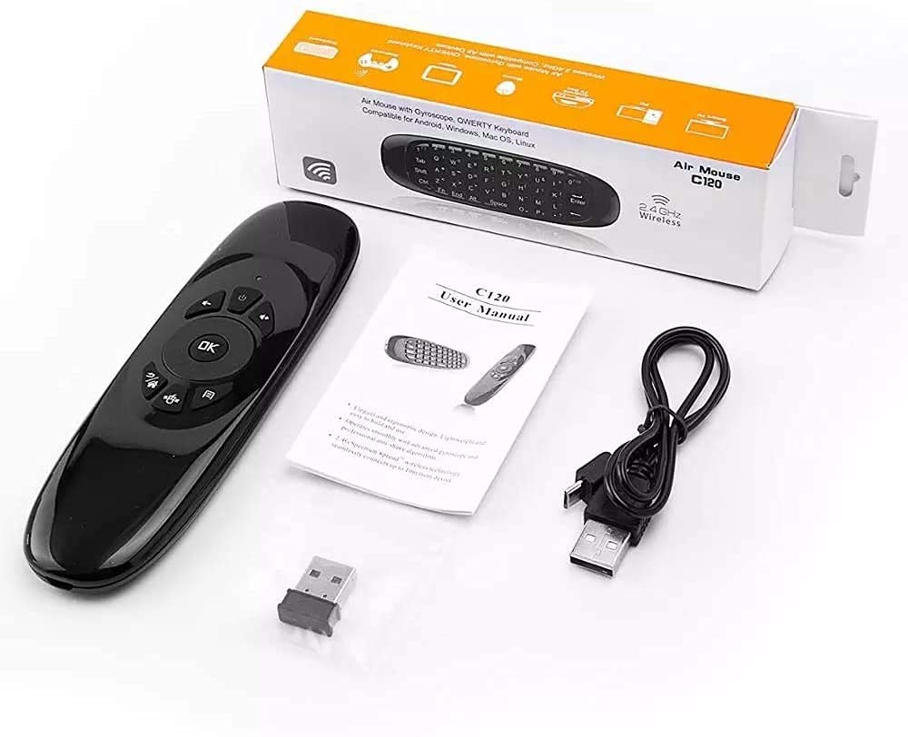 C120 Air Mouse or All In One Remote Control 2.4GHz with 2.4GHz Rechargeable Mini Wireless Keyboard Gyroscope Air Mouse Air Fly Mouse and Keyboard Combo QWERTY Remote Control for Android Smart TV Box, PC, Laptop, Projector,-image-44