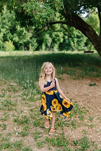 IFFEI Family Matching Sets Sunflower Print Sling Dresses for Mom and Me Matching Outfits4