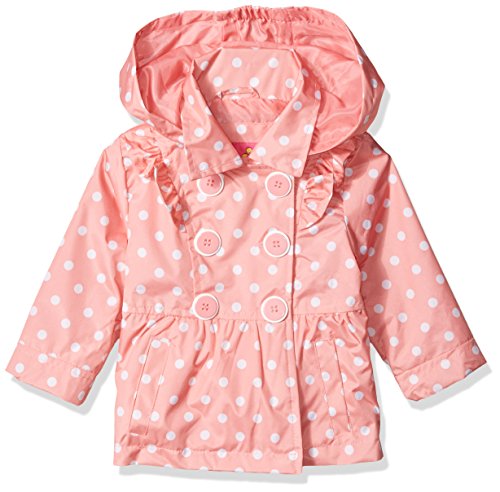Pink Platinum Baby Girls Ruffled Trench Coat, dot Coral, 12M