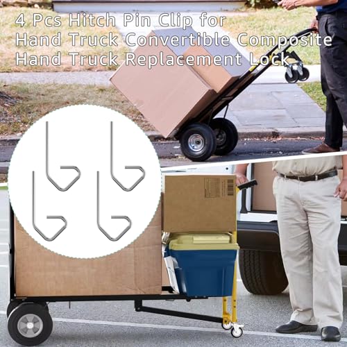 4 Pack Hitch Pin Clip for Hand Trucks Replacement Lock Grab Pin Clip | Junior/Senior Harper Convertible Composite Hand Trucks, Replacement Lock Grab Pin Clip 3 1/4" L - HDPLP-187, 4 Value Bundles