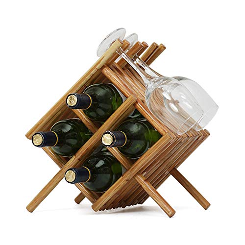 Soporte de botellas de vino de ratán resistente para 4 botellas miniatura 1