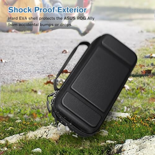Image of Fintie Carrying Case for ASUS ROG Ally 7 inch Gaming Handheld - [Shockproof] Hard Shell Protective Cover Portable Travel Bag w /Inner Pocket and 14 Game Card Slots for ASUS ROG Ally & Accessories, Black,
