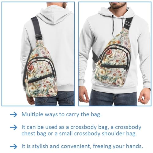 Bolso bandolera casual con estampado de flores y correa de hombro ajustable 2