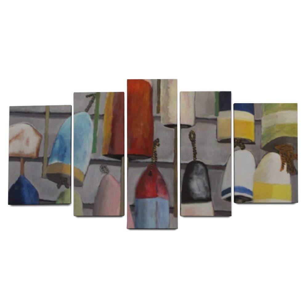 YATELI Giclee for Living Room Home Office Decor 5 Panels Wall Decor car Nautical Painting Colorful Buoy Ready to Hang Canvas Prints