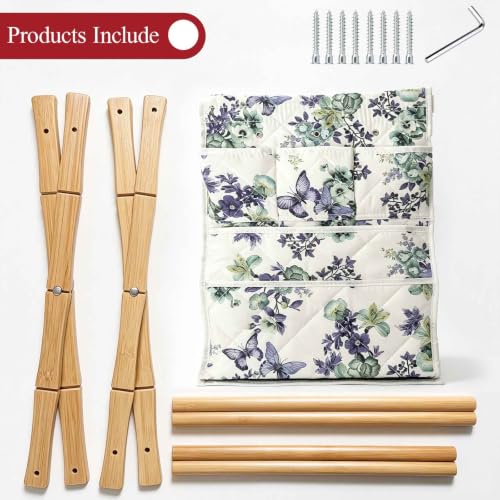 Image of Gkesgm Yarn Caddy Organizer with 6 Thread Holes | Bamboo Quilted Padded Knitting Storage Basket for Crochet Hooks, Knitting Needles, and Craft Accessories