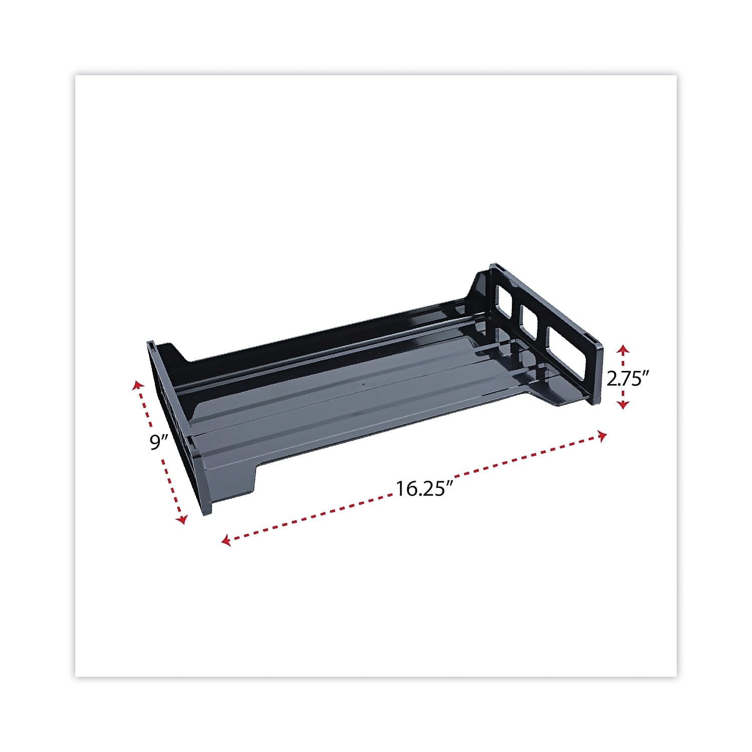 Side Load Legal Desk Tray, Two Tier, Plastic, Black