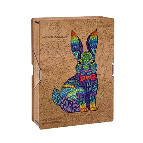 ACTIVE PUZZLES Puzzle de Madera de Conejo Multicolor con Piezas de Diferentes Diseños 42 x 24 cm 200 Piezas Cover