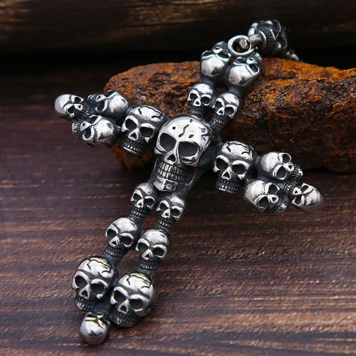 Collier homme style gothique punk pendentif tête de mort - 3