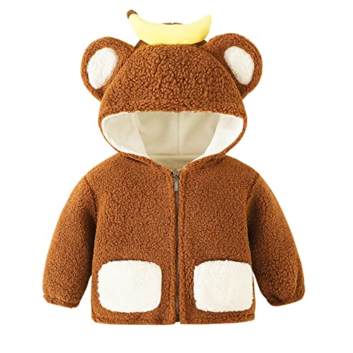 Kids Fleece Sweatshirt Jacket Winter Autumn Warm Coat Cartoon Hooded Jacket for Children