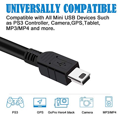 Image of NISHTECH 5 Pin Mini USB Cable (100 CM) USB 2.0 Type A to Mini B Cable Compatible with GoPro Hero 3+, PS3 Controller, MP3 Player, Digital Camera (Black)