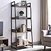 Amoak 4-Tier Bookshelf, Industrial Ladder Shelf, Bookshelves, Vintage Bookcase, Storage Rack Shelves for Living Room, Bathroom, Wooden and Metal Frame