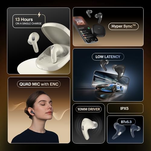 Image of Noise Buds E1 in-Ear Truly Wireless Earbuds with Pebble Grain Design, 35H of Playtime, Quad mic ENC,10mm Driver, Low Latency, BT v5.3 (Dune Beige)