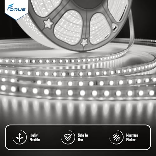 Image of Forus LED Rope Light 4 Meter Outdoor Waterproof Decorative Cove Lights for Ceiling, Balcony, Home Decor, Interior Decoration, Flexible Profile Light for Diwali, Christmas - White