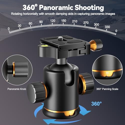 Image of EMART 36mm Metal Tripod Ball Head, 360Rotating Panoramic Heavy Duty Ball Head Mount with Arca 1 /4'' Quick Release Plate for Camera Tripod Monopod DSLR Camcorder Telescope,Max Load 33lb /15kg