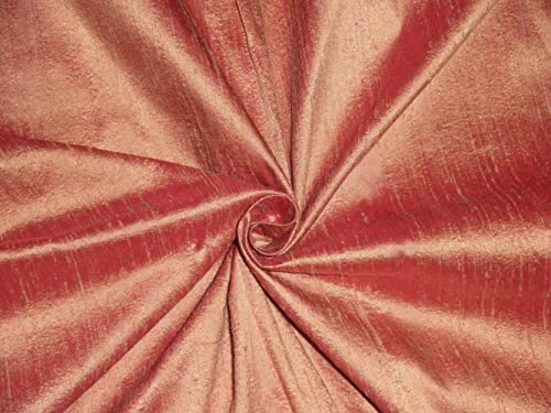 Soie pure rouille tissu Dupioni marron doré au mètre pour rideaux et robes