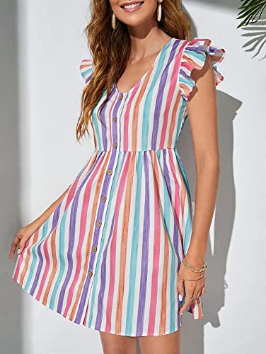 Image of DHRUVI Trendz Women's A-Line Mini Dress | Stylish One Piece for Women | Short Sleeve V-Neck Casual Dress | Trendy Summer, Vacation & Daily Outfit