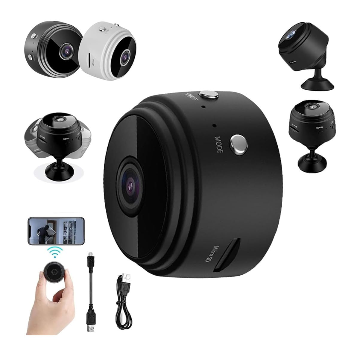Cámara Secret Scope 2025, mini cámaras de seguridad magnéticas, mini cámara de seguridad de alcance secreto, monitor sin cables con función de visión nocturna, cámara WiFi inalámbrica para exteriores