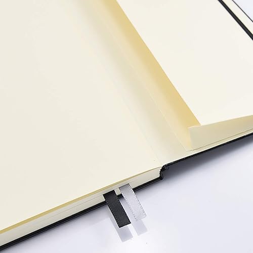 Miniatura 4 de Guissi Cuaderno clásico de cuadrícula punteada, tapa dura, A5, papel grueso sin ácidos con bolsillo interior, suministros escolares de oficina, 144