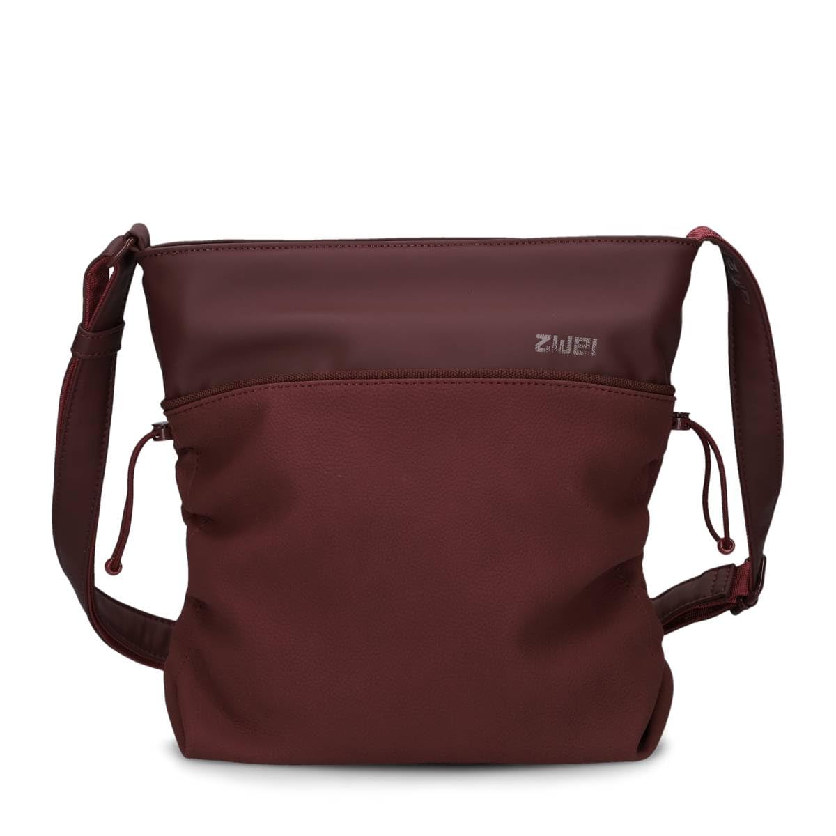 Zwei Damen Umhängetasche JANA J100 | 5 Liter Handtasche mit verstellbarem Gurt | Beuteltasche mit seitlicher Raffung | wasserfestes Kunstleder | inkl. Kosmetikbeutel im Set