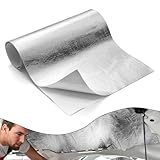 Aluminisierte Hitzeschutzmatte 60 x 200 cm, Hitzeschutzmatte Selbstklebend Rückseite, Hitzeschutzfolie Praktische Hitzeschild mit Cuttermesser für Schlauch und Automatische Verwendung