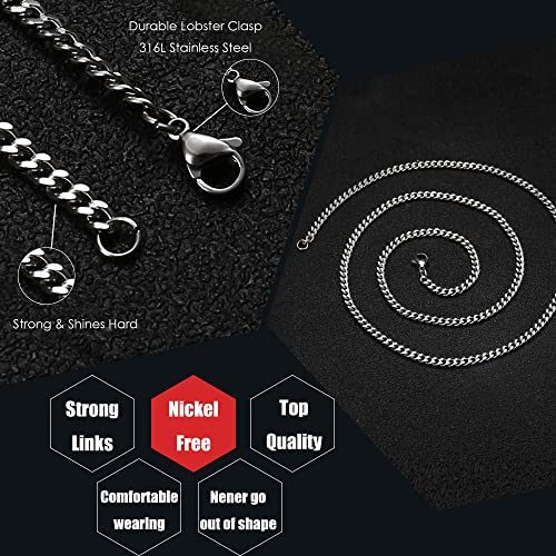 Image of FIBO STEEL 3.5-10mm Stainless Steel Cuban Necklace Mens Women Curb Link Chain, 16-30 inches