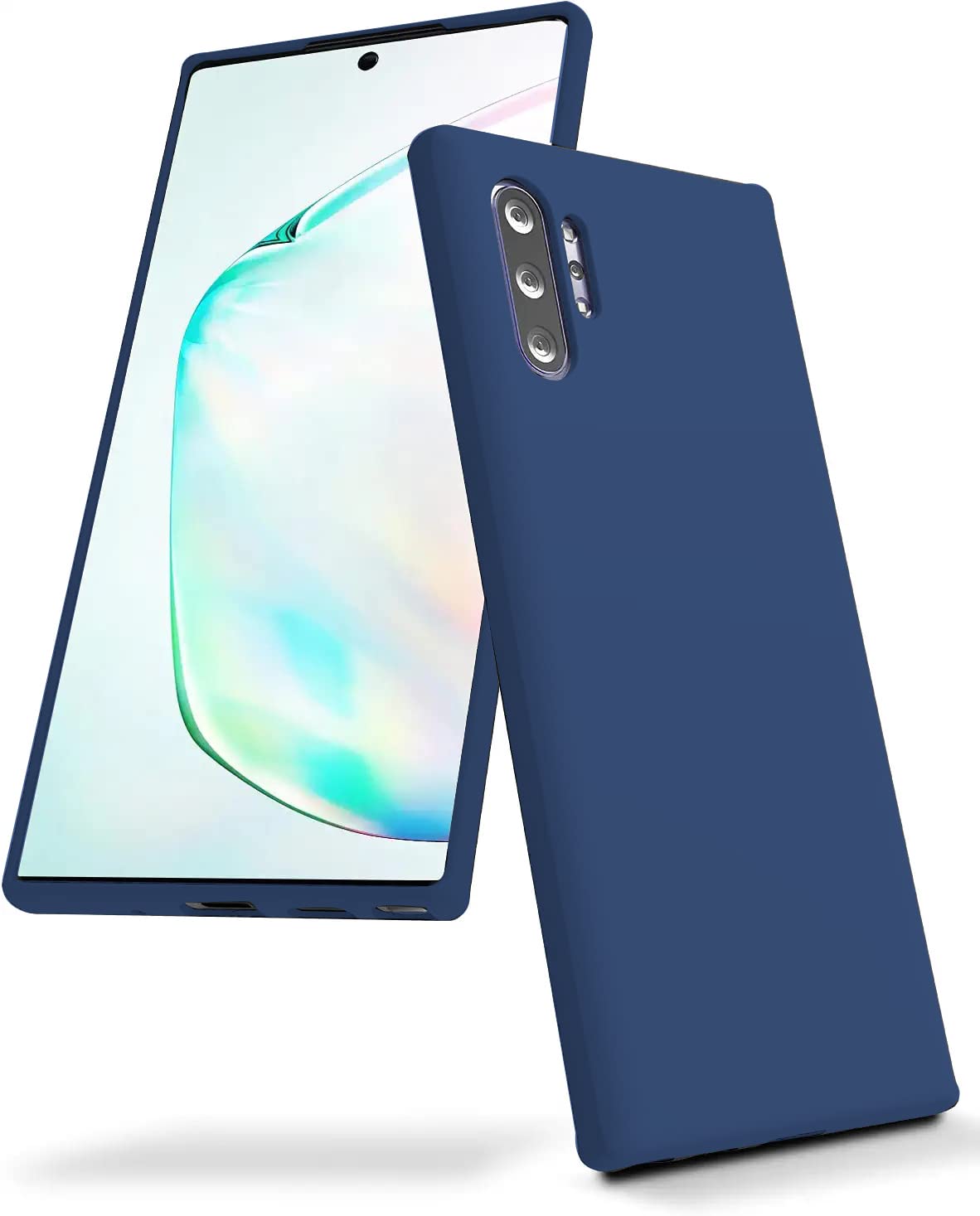 DIZORO® Liquid Silicone Case with Microfiber Cushioning Compatible for Samsung Galaxy Note 10 Plus Shockproof Slim Back Cover, Gel Rubber Full Body Protection - Blue-image-38