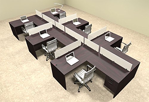Six Person L Shaped Divider Office Workstation Desk Set OT-SUL-SP63