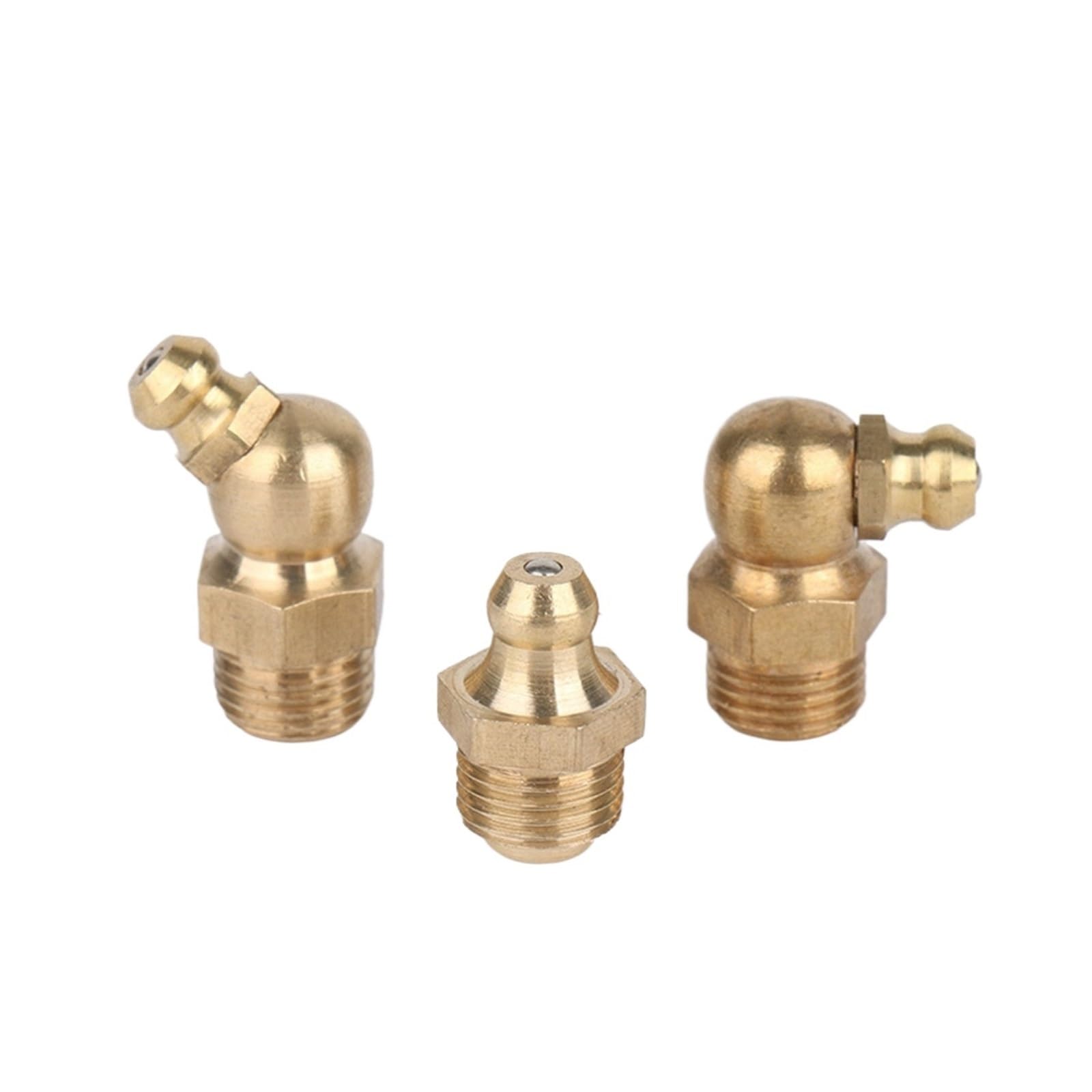 MTADSBKFP Brass Grease Nipple Assortment Kit, 10 Pcs Brass M4-M16 Male Straight 90/45 Elbow Hydraulic Oil Zerk Grease Nipple Fittings(M8x1,Straight)