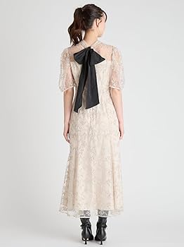 Amazon.co.jp: バックリボンスモールフラワードレス CWFO254304LBEG36