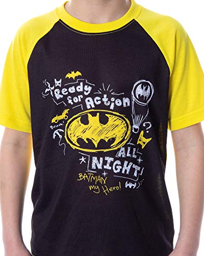 DC Comics Boys' Batman Pajamas Ready For Action Short Sleeve Shirt and Shorts 2 Piece Superhero Pajama Set (4/5)3