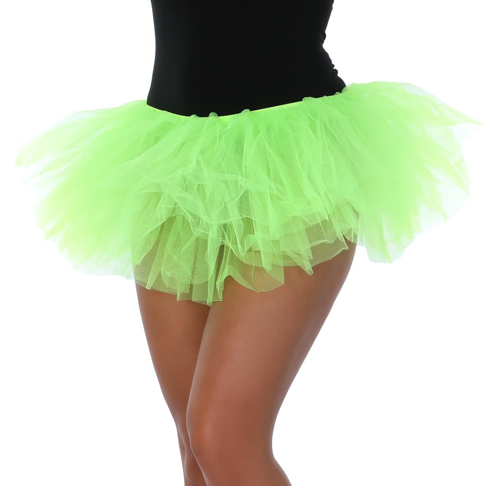 Neon Green TUTU Skirt Unisex Womens Kids 5 Layers Puffy Halloween Dance Running