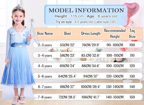 Disfraz de Princesa para Niñas 6-7 Años Azul con Accesorios miniatura 5