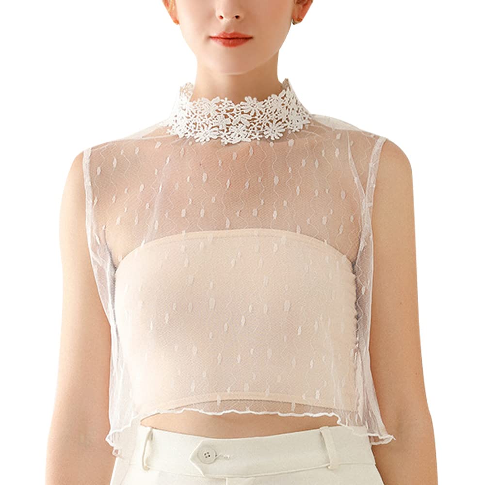 LoudSung Detachable Half Shirt Blouse False Collar Elegant Fake Collar Hollow Lace for Women Girls