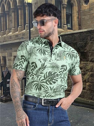 Image of STELLERS Men's Printed Polo T-Shirt | Regular Fit| Feather Touch Feel | Odour Resistant | Wrinkle Free | Stretchable | Anti-Static