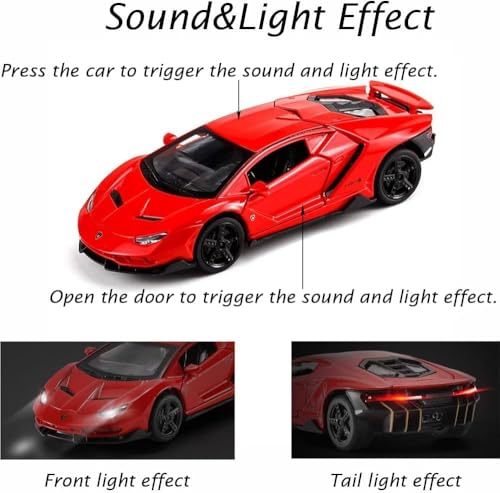 Image of Lambo LP770-4 Die-Cast Metal Toy Car 1:32 Scale with Pull-Back Action, Lights & Sound, Openable Doors, Realistic Model Car for Kids