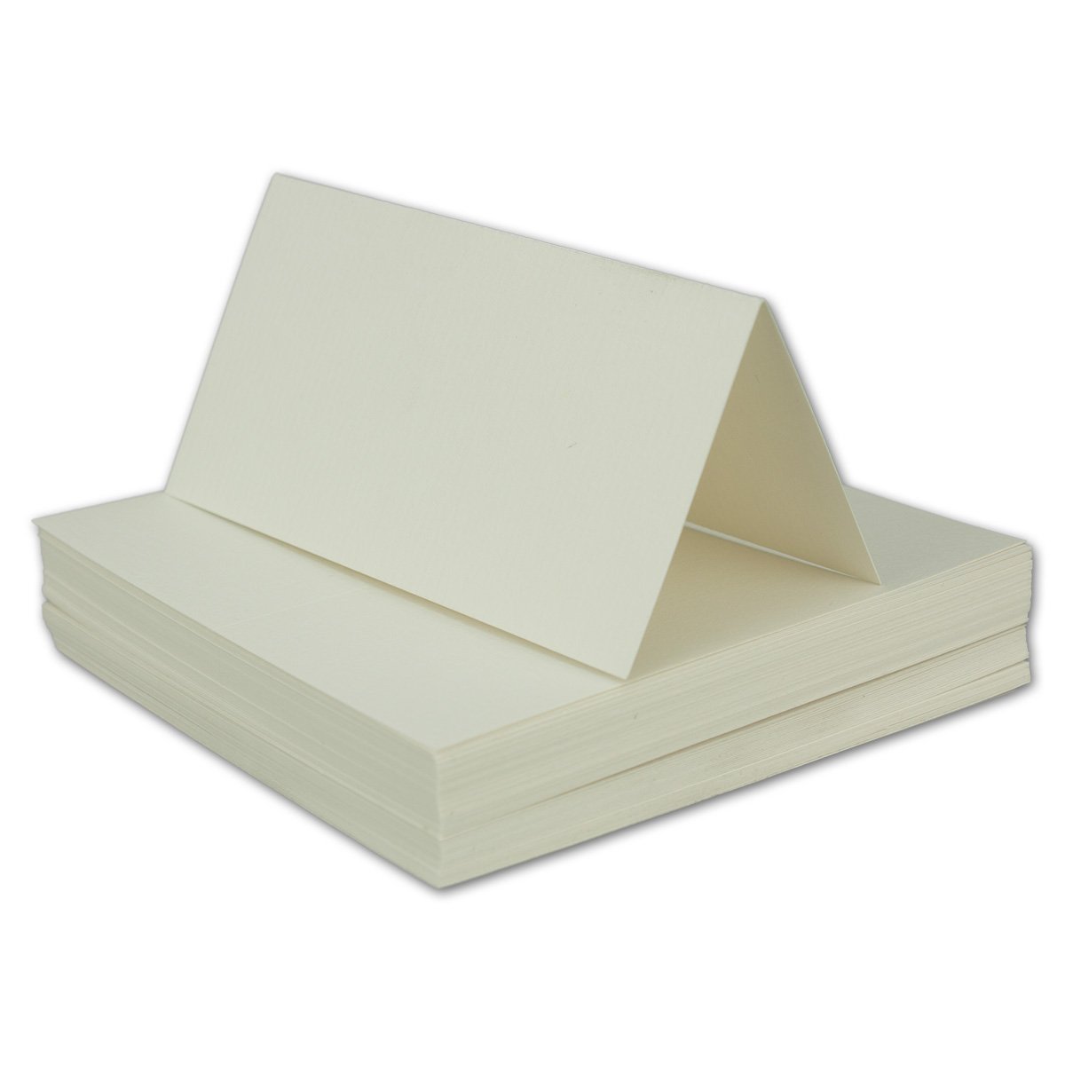 500x Tischkarten Platzkarten Namens-Kärtchen naturweiss gerippt 10 x 10 cm, 240 g/m² stabile Qualität