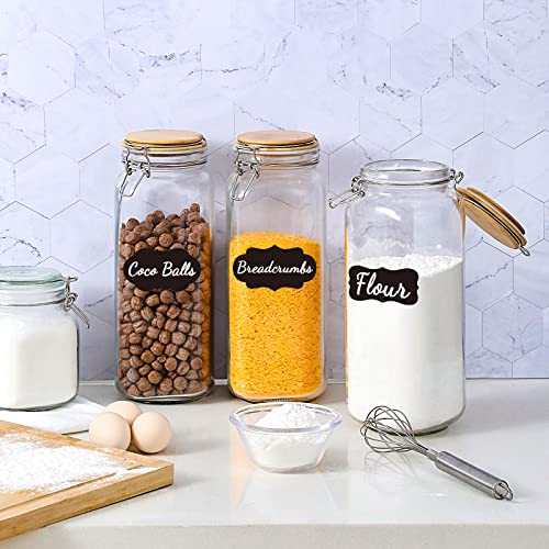 VITEVER [ Taller ] 92oz Glass Jars with Airtight Lid, Large Glass Food Storage Jars, 3 Pack Wide Mouth Airtight Glass Jars for Kitchen Pantry Spaghetti, Square Mason Jars with Labels - Thumbnail 6