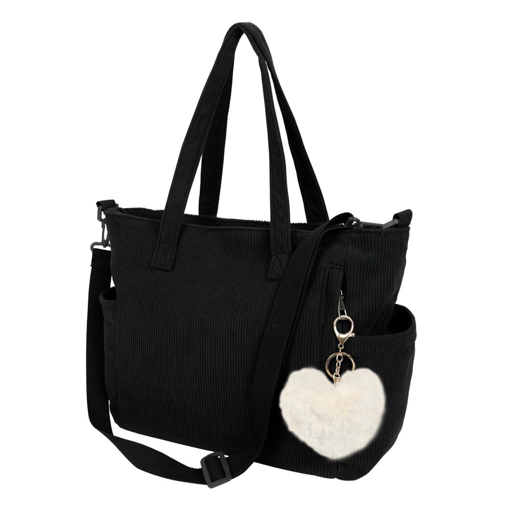 Grand sac bandoulière velours côtelé noir pour tout ranger sans effort