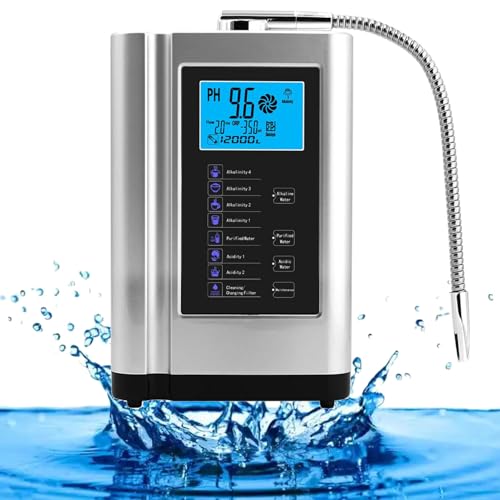 Máquina De Agua Alcalina, Purificador De Agua Para El Hogar, Filtro De Agua Alcalina, Ionizador De Agua De Ph 3,5-10,5 Con 7 Configuraciones De Agua, 8000 Litros,Voz Inteligente,Silver