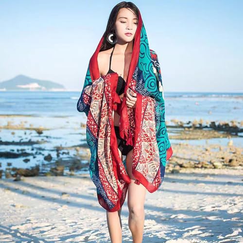 Beach Shawl &Wrap for Women Summer Scarfs Cotton&Linen Boho Sunscreen Tassel Fashion Scarves 70.8 "x35.4/180x90CM3