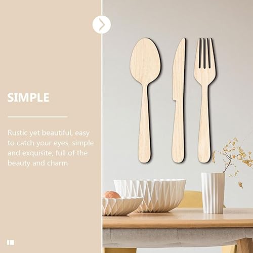 Miniatura 5 de Decoración de pared de cocina de granja, decoración de pared para sala de estar, tenedor, cuchillos, cuchara, letrero de pared de madera, utensilios