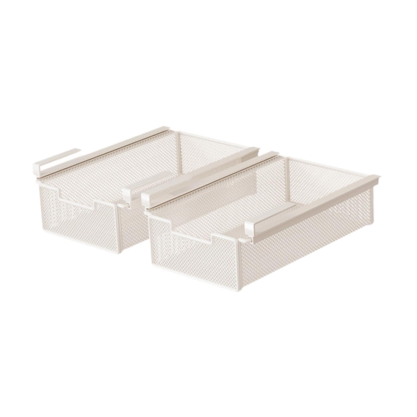 Lot de 2 Paniers de Rangement Coulissants sous étagère, Support Suspendu pour Tiroir de Bureau, pour Espace de Travail, Placard, Salle de Bain, 25x38x12cm