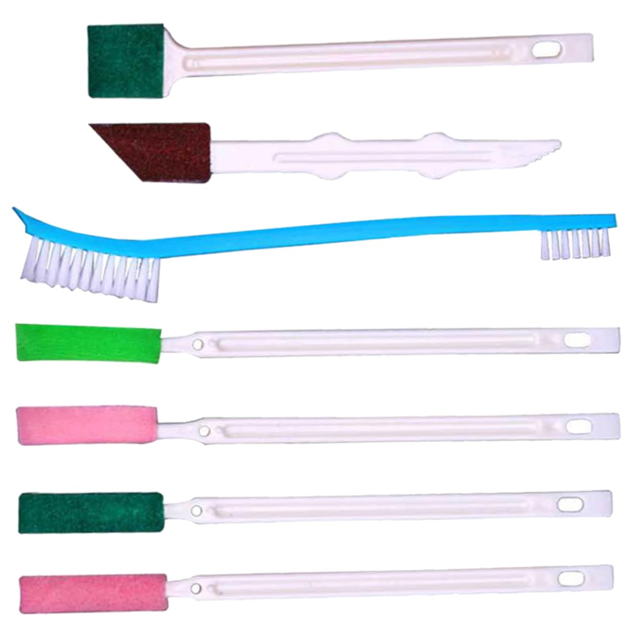 MUCKLILY 7Pcs Crevice Cleaning Brush Long Handle Design for Easy Bathroom Shower Head and Space Cleaning Versatile Brushes for Grooves Corners and More