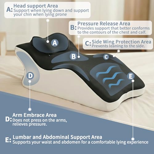 XZdream Ergonomic Wedge Prone Pillow,Multi-Functional Memory Foam Bed Pillow,Reading Pillow,Ideal for Bed Breaks,Sitting Up,Back Support,Sleeping,Anti Snoring,Back and Leg Pain Relief